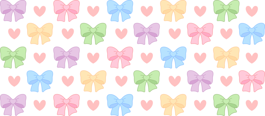 Pastel bows and hearts UV DTF decal design for tumblers