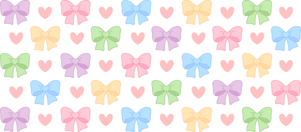 Pastel bows and hearts UV DTF decal design for tumblers