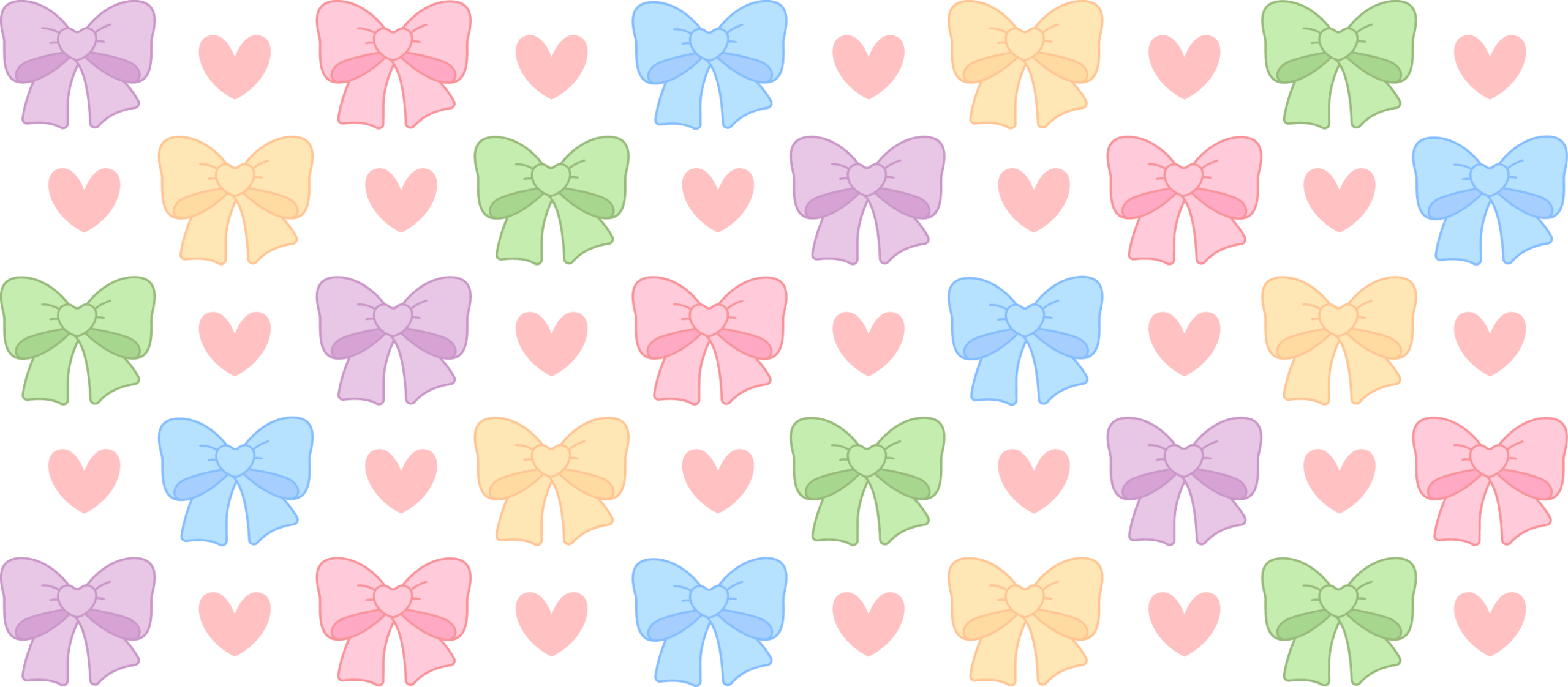 Pastel bows and hearts UV DTF decal design for tumblers