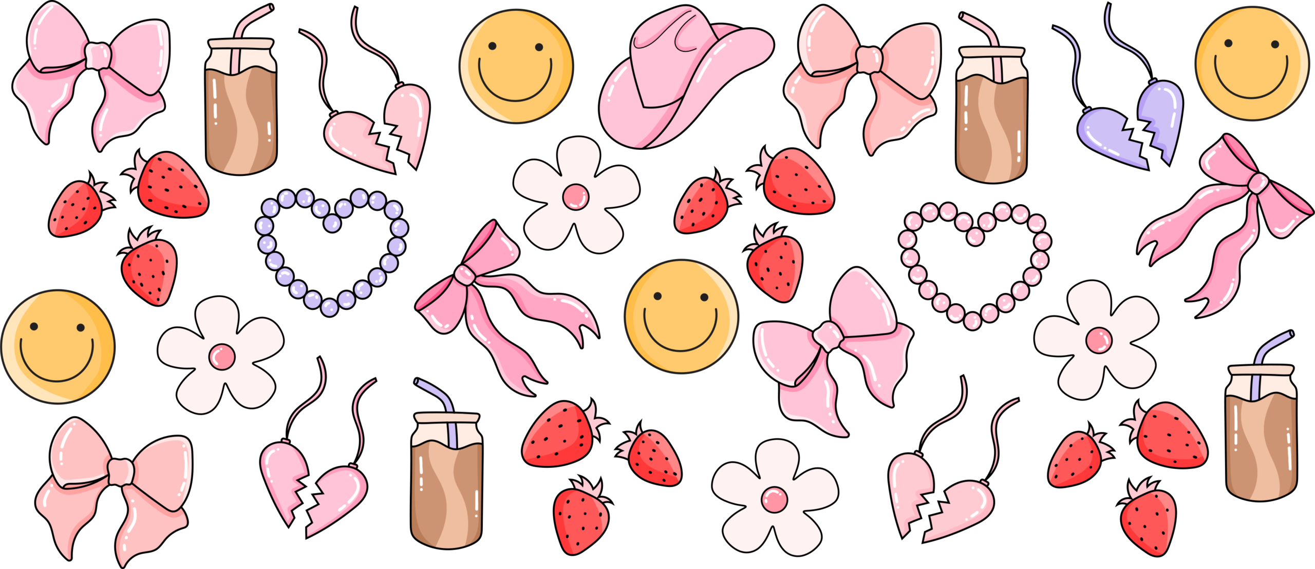 Coquette bows and ribbons cutie mix UV DTF decal design
