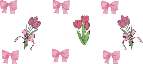 Tulips and bows UV DTF transfer decal design for cups