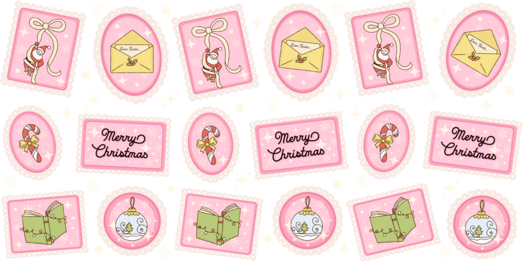 Pink Christmas post UV DTF transfer decal design for cups