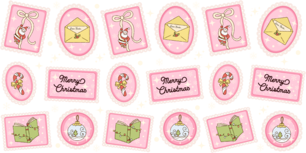 Pink Christmas post UV DTF transfer decal design for cups