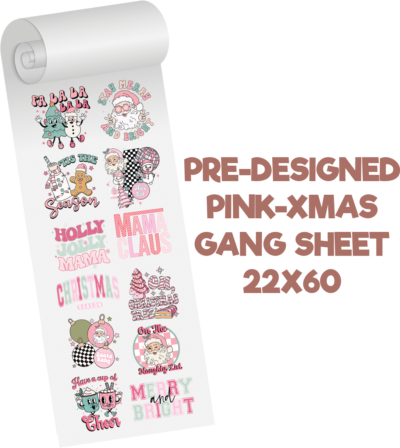Pink Xmas Gang Sheet Predesigned Gang Sheet
