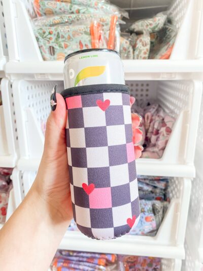 Checkered Hearts Slim Can Sleeve