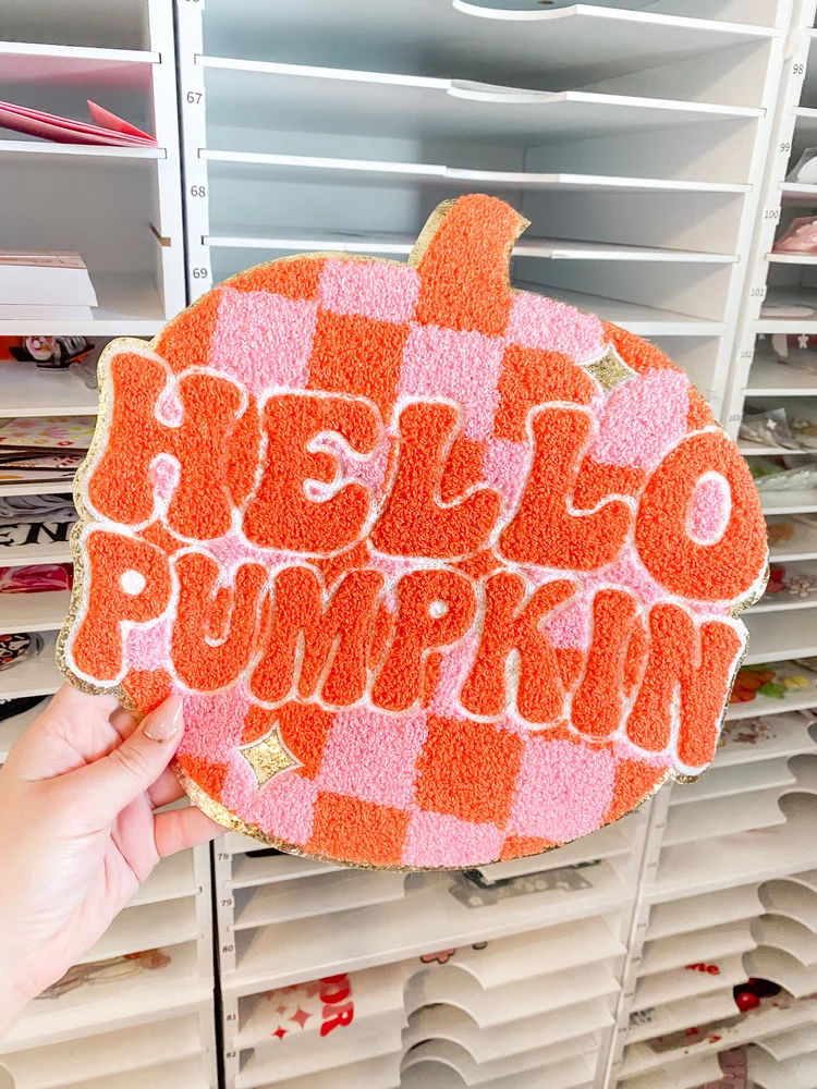 Hello Pumpkin Checkered Patch