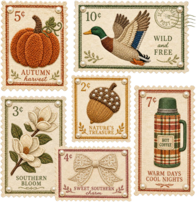 Vintage Autumn Stamps