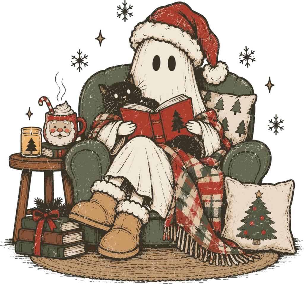 Cozy Ghost Reading Christmas
