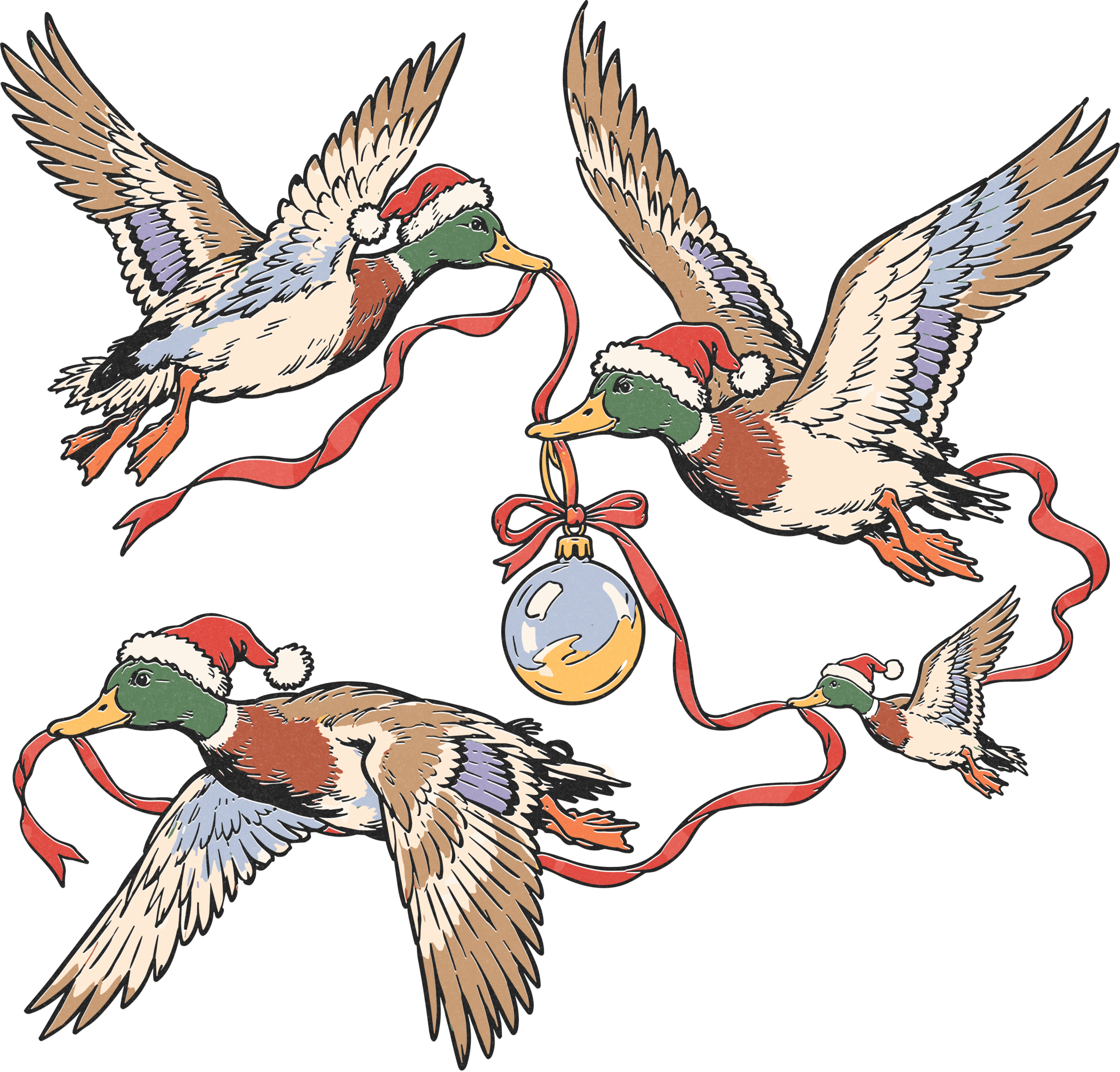 Festive Flying Ducks