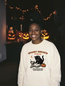 Spooky Biscuits Bakery transfer, vintage photo