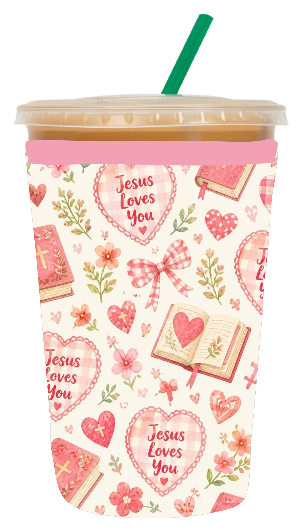 Faith & Flowers Heart Coozie, Medium (22-24oz) coozie, Medium Coozie