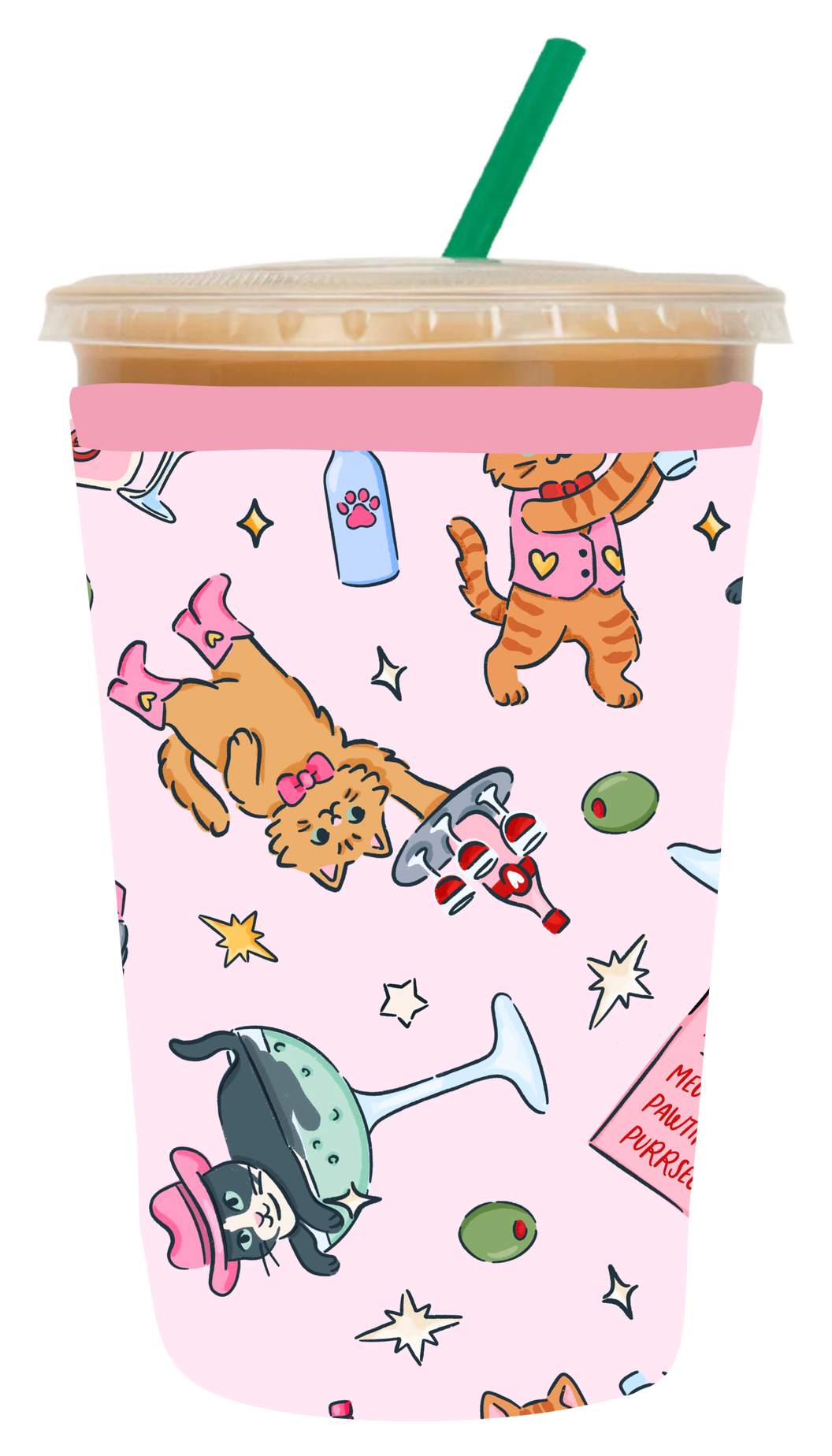 Purr-ty Lounge Coozie, Medium (22-24oz) coozie, Medium Coozie